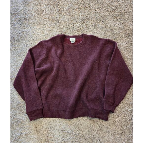 L.L. Bean Other - L.L. Bean 100% lambswool crewneck sweater fleece lined red knit mens L